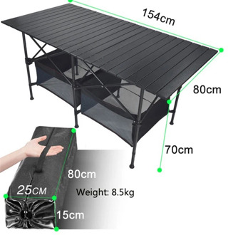 Outdoor Folding Table Chair Camping Aluminium Alloy BBQ Picnic Table With Basket Waterproof Desk Garden Furniture