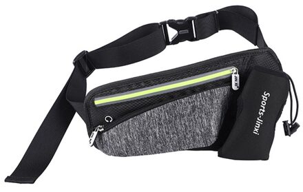 Outdoor Grote Capaciteit Sport Taille Tas Mannen Vrouwen Waterdichte Verstelbare Riem Rits Reflecterende Streep Running Sport Taille Zakken Donkergrijs