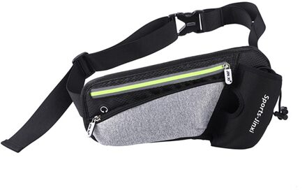 Outdoor Grote Capaciteit Sport Taille Tas Mannen Vrouwen Waterdichte Verstelbare Riem Rits Reflecterende Streep Running Sport Taille Zakken licht grijs