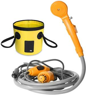 Outdoor Handheld Camping Water Douche Bag Set Regendouche Auto Motorfiets Auto Washer Ocean Beach Body Washer geel