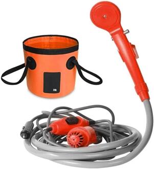 Outdoor Handheld Camping Water Douche Bag Set Regendouche Auto Motorfiets Auto Washer Ocean Beach Body Washer oranje
