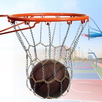 Outdoor Indoor Sport Basketbal Netto Zware Metalen Ketting Basketbalrugplank Doel Velg Mesh Basketbal Mesh Net Stevige