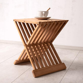 Outdoor Inklapbare Bijzettafel 'Leea' Teakhout, 40 x 40cm Naturel