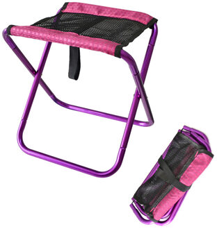 Outdoor Klapstoelen Licht Vissen Lokken Camping Barbecue Opgesteld Schets Ademend Mesh Vouwen Kruk Met Zak paars