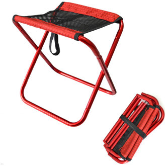 Outdoor Klapstoelen Licht Vissen Lokken Camping Barbecue Opgesteld Schets Ademend Mesh Vouwen Kruk Met Zak Rood