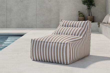 Outdoor Loungestoel 'Carlson' Olefin, kleur Wit/Beige Gestreept Wit / Beige