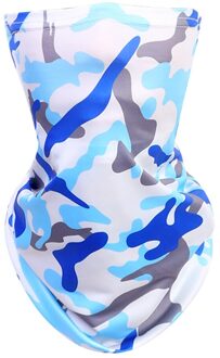 Outdoor Mannen En Vrouwen Hoofd Sport Sjaal Bandana Neck Cover Zomer Sport Anti-transpirant Ice Zijden Sjaal Zonnebrandcrème Print Blauw