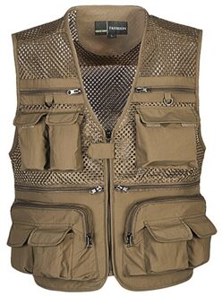 Outdoor Mannen Vrouwen Multi-Funtinal Vissen Vesten Quick Dry Ademende Multi Pocket Mesh Jassen Fotografie Wandelen Vest MC / 3XL
