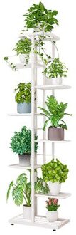 Outdoor Meubels Bloem Rack 8 Vloeren 9 Potten Indoor Balkon Decoratie Plant Rack Woonkamer Eenvoudige Bloempot Rack Groen rose wit