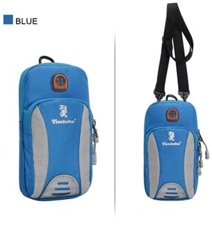 Outdoor Mobiele Telefoon Tas Running Mobiele Telefoon Arm Zak Arm Riem Sport Mobiele Telefoon Arm Mouw Schoudertas Unisex blauw