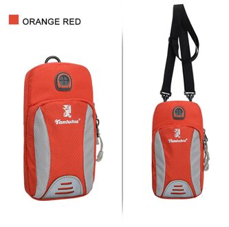 Outdoor Mobiele Telefoon Tas Running Mobiele Telefoon Arm Zak Arm Riem Sport Mobiele Telefoon Arm Mouw Schoudertas Unisex oranje rood