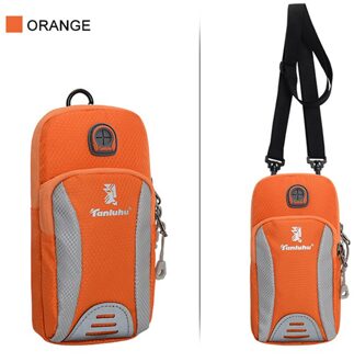 Outdoor Mobiele Telefoon Tas Running Mobiele Telefoon Arm Zak Arm Riem Sport Mobiele Telefoon Arm Mouw Schoudertas Unisex oranje