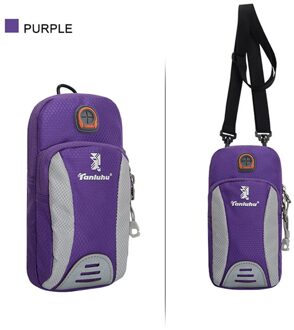 Outdoor Mobiele Telefoon Tas Running Mobiele Telefoon Arm Zak Arm Riem Sport Mobiele Telefoon Arm Mouw Schoudertas Unisex paars