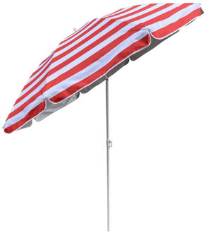 outdoor Parasol Oslo - D180 cm - rood/wit - strepen - inklapbaar - zomer