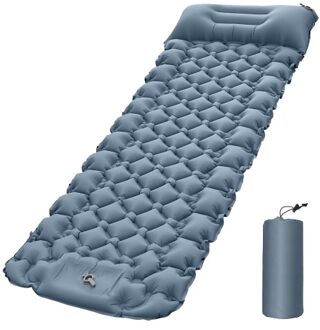 Outdoor Portable Waterproof foot-operated Inflatable Sleeping Pad with Air Pillow