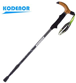 Outdoor Professionele Klimmen Bergstokken 7075 Luchtvaart Aluminium 3 Sectie Interne Lock T-Vormige Gebogen Handvat 250G zwart