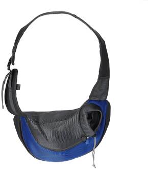 Outdoor Reizen Pet Carrier Hond Kat Puppy Carrier Bag Sling Voorzijde Mesh Handtas Pouch Enkele Schoudertas Hond Levert donker blauw / L