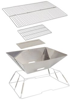 Outdoor Rvs Grill Multifunctionele Houtskool Kachel Vouwen Picknick Multiplayer Barbecue Camping Kookgerei
