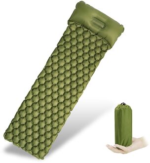 Outdoor Slaapmat Camping Opblaasbare Matras Met Kussens Reizen Mat Vouwen Bed Ultralight Air Kussen Wandelen Trekking leger groen