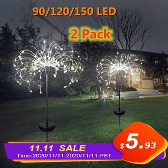 Outdoor Solar Powered Lamp Sunlight Grass Fireworks Lights 90/120/150 LED Landscape Lamps Holiday Light for Garden Decoration
