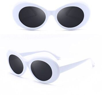 Outdoor Sport Goggle Bril Ovale Vissen Zonnebril Dames Trendy Retro Zonnebril Vrouwen Sunglass Wit Zwart Brillen UV400 wit kader zwart
