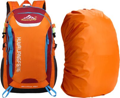Outdoor Sport Lange Afstand Fietsen Rugzak Bergbeklimmen Schouders Tas Camping Reizen Knapzak Klimmen Wandelen Rugzak oranje en RainCover