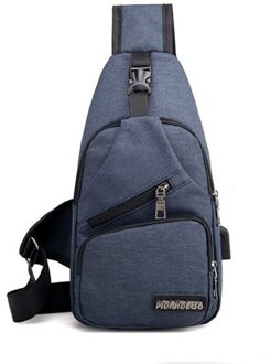 Outdoor Sport Mannen Borst Zak Grote Capaciteit Waterdichte Lichtgewicht Multi Functionele Man Een Schoudertas Met Usb Interface donker blauw