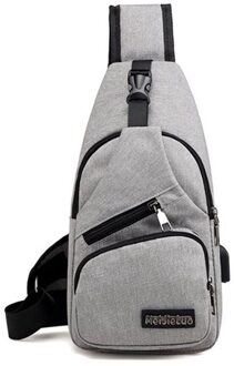 Outdoor Sport Mannen Borst Zak Grote Capaciteit Waterdichte Lichtgewicht Multi Functionele Man Een Schoudertas Met Usb Interface grijs