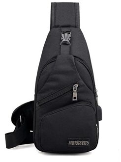 Outdoor Sport Mannen Borst Zak Grote Capaciteit Waterdichte Lichtgewicht Multi Functionele Man Een Schoudertas Met Usb Interface zwart