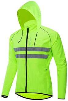 Outdoor Sport Mannen Winddicht Hooded Fietsen Jas Ademend Hoge Zichtbaarheid Reflecterende Bike Fiets Rijden Sport Jas Jas groen / Xxl