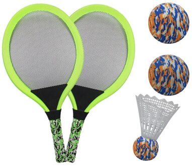 Outdoor Sport Ouder-kind Spel Training Kids Strand Speelgoed Tennisracket Set Beginner Praktijk Duurzaam Indoor Badminton Bal groen