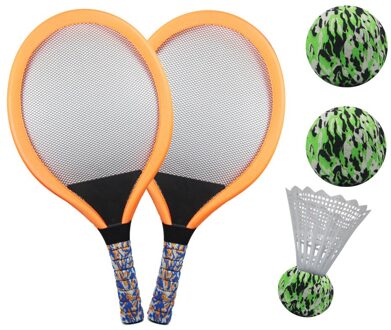 Outdoor Sport Ouder-kind Spel Training Kids Strand Speelgoed Tennisracket Set Beginner Praktijk Duurzaam Indoor Badminton Bal Oranje