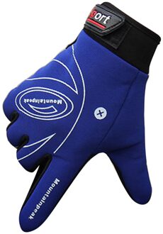 Outdoor Sport Rijden Handschoenen Voor Unisex Strakke Antislip Schokabsorptie Dragen Mitten Doek Blend Winter Warm Houden Handschoenen blauw
