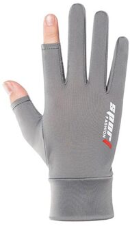 Outdoor Sport Rijden Rijden Touch Screen Handschoenen Ijs Zijde Non-Slip Handschoenen Ademend Uv Bescherming Wanten Two finger grijs