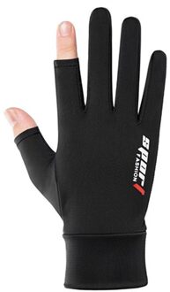 Outdoor Sport Rijden Rijden Touch Screen Handschoenen Ijs Zijde Non-Slip Handschoenen Ademend Uv Bescherming Wanten Two finger zwart