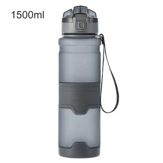 Outdoor Sport Water Fles 500Ml 1000Ml 1500Ml Grote Capaciteit Shaker Outdoor Reizen Draagbare Lekvrij Drinkware Cup grijs 1500ml