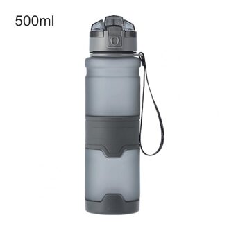 Outdoor Sport Water Fles 500Ml 1000Ml 1500Ml Grote Capaciteit Shaker Outdoor Reizen Draagbare Lekvrij Drinkware Cup grijs 500ml
