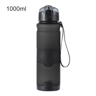 Outdoor Sport Water Fles 500Ml 1000Ml 1500Ml Grote Capaciteit Shaker Outdoor Reizen Draagbare Lekvrij Drinkware Cup zwart 1000ml