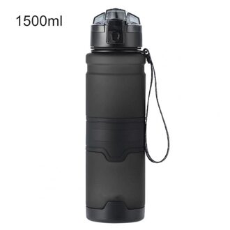 Outdoor Sport Water Fles 500Ml 1000Ml 1500Ml Grote Capaciteit Shaker Outdoor Reizen Draagbare Lekvrij Drinkware Cup zwart 1500ml