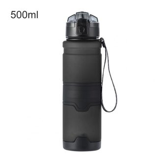 Outdoor Sport Water Fles 500Ml 1000Ml 1500Ml Grote Capaciteit Shaker Outdoor Reizen Draagbare Lekvrij Drinkware Cup zwart 500ml