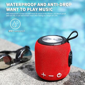 Outdoor Stof Draagbare Draadloze Bluetooth Speaker 360 Hd Stereo, ipx7 Waterdicht Ingebouwde Magnetische Full-Range Speaker 1800 Mah Rood