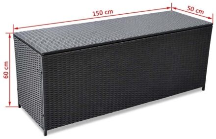 Outdoor storage box polyratán black 150x50x60 cm