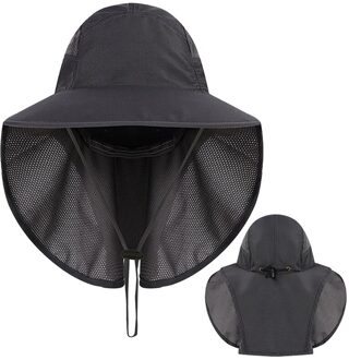 Outdoor Strand Caps Outdoor Sport Vissen Wandelen Hoed Uv Bescherming Gezicht Hals Flap Man Zon Cap Sport Accessoires donker grijs
