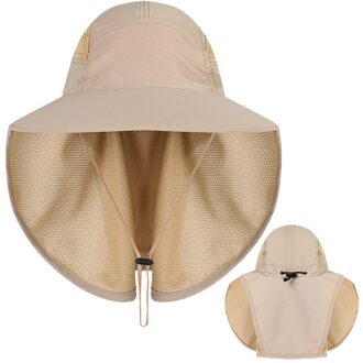 Outdoor Strand Caps Outdoor Sport Vissen Wandelen Hoed Uv Bescherming Gezicht Hals Flap Man Zon Cap Sport Accessoires khaki