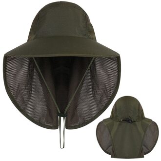 Outdoor Strand Caps Outdoor Sport Vissen Wandelen Hoed Uv Bescherming Gezicht Hals Flap Man Zon Cap Sport Accessoires leger groen
