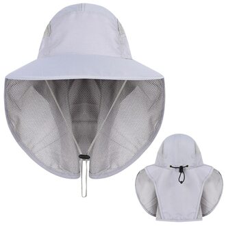 Outdoor Strand Caps Outdoor Sport Vissen Wandelen Hoed Uv Bescherming Gezicht Hals Flap Man Zon Cap Sport Accessoires licht grijs