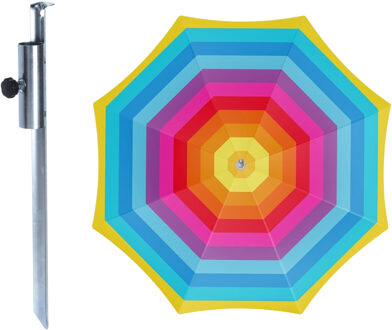 outdoor Strand / tuin / camping parasol Aruba - met metalen grondharing - D180 cm - verstelbaar