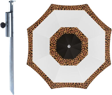 outdoor Strand / tuin / camping parasol Ghana - met metalen grondharing - D180 cm - verstelbaar