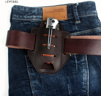 Outdoor Tactical Genuine Leather Flashlight Pouch EDC Portable Belt Tool Camping Hunting Waist Bag Holder For Knife Pen