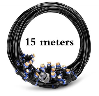 Outdoor Verneveling Cooling System Kit Kas Tuin Patio Watering Irrigatie Mister Lijn Voor Plant Met Vernevelingsinstallaties Nozzle 15m US plug
